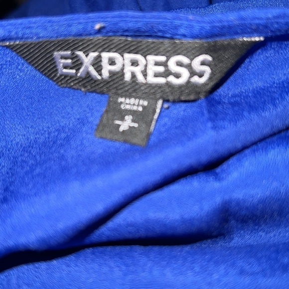 Express blue dress with black ruffle detailing sleeveless Sz S - Picture 6 of 8